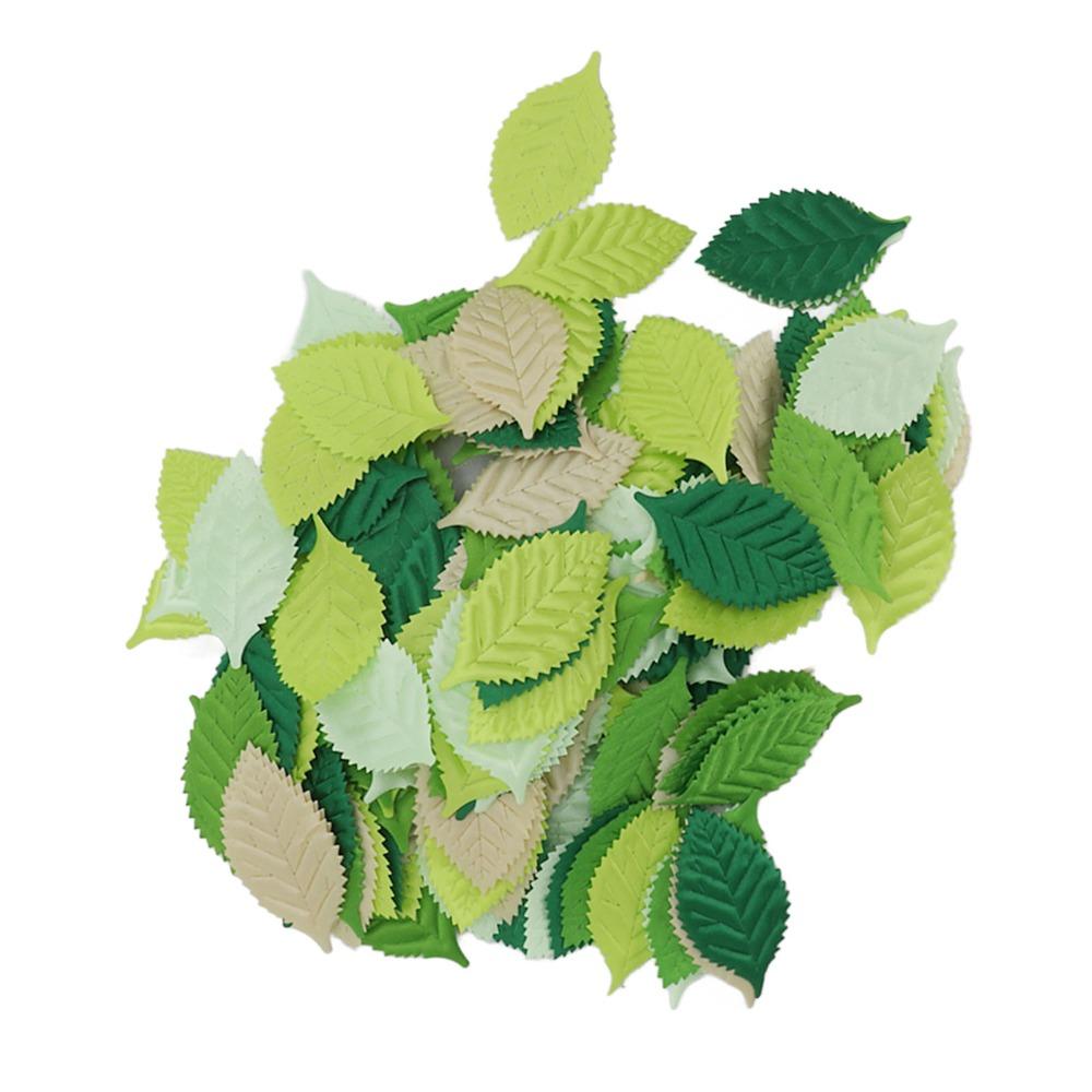 200pcs Mixed Exquisite Details Artificial Leaves High Simulation Green Tone Simulation Leaves Fabric Leaves DIY Crafts