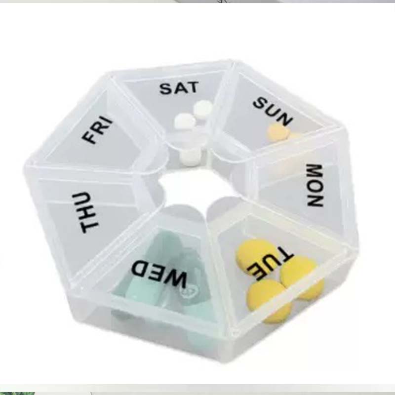 Mini Diamond-Shaped 7-Compartment Weekly Pill Organizer Portable Travel Vitamin Case Tablet Storage Box Medication Dispenser
