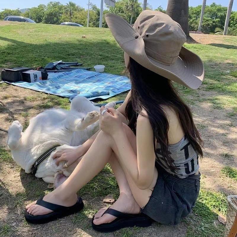2023 Retro Mountaineering Hat Women Spring Summer Outdoor Camping Drawstring Western Cowboy Hats Simple Sunshade Fisherman Cap