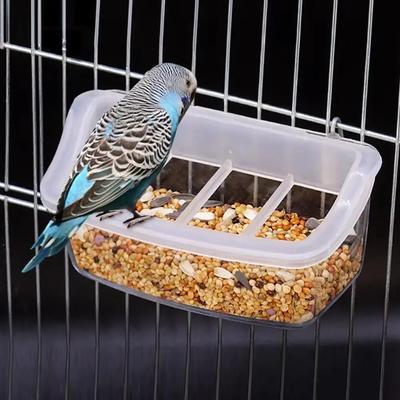Comederos para pájaros, cuencos colgantes de plástico para jaulas de loros, accesorios para pájaros de interior y exterior.