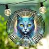 2D Metal Wind Spinner Mysterious Magic Cat Design Outdoor Garden Balcony Decor Dynamic Wind Chime for Autumn Halloween Holiday Gift