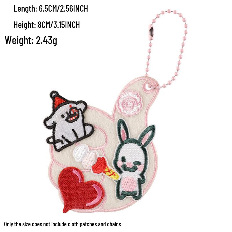 Korean INS Style Luggage Tag Keychains - DIY Anti-Lost Bag Accessory with Embroidery Blank Cloth Patch