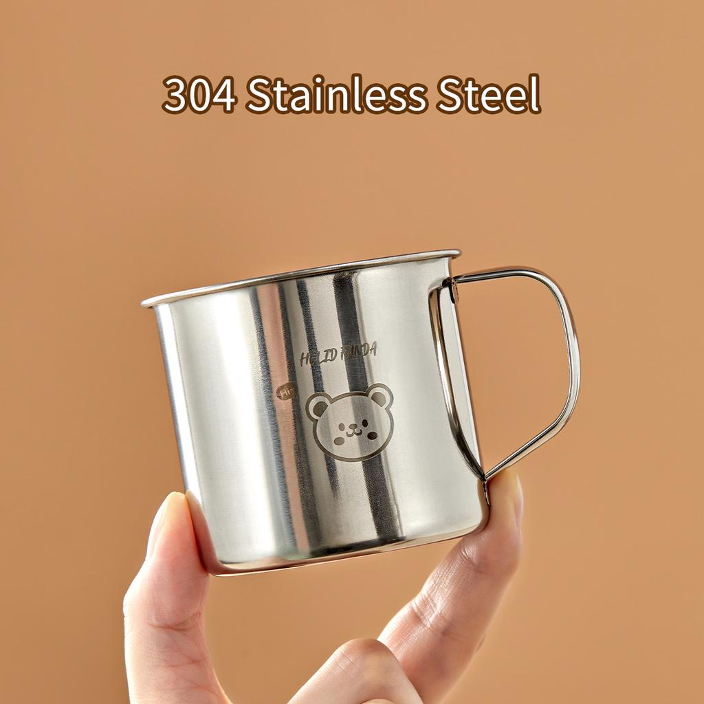 Mini Cute Children Mug With Handle Durable Anti Drop 304 Stainless Steel Milk Coffee Cup Anti Scalding Drinking Cup Drinkware