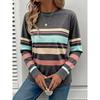 Damen Neues Mode Casual Gestreiftes Print Rundhals Langarm T-Shirt