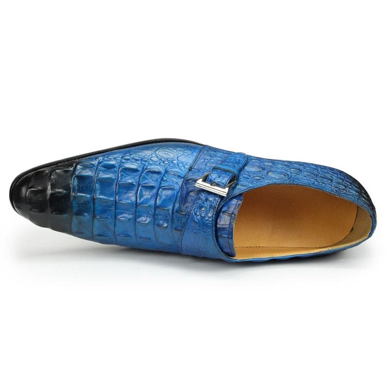 Fashion Popular Crocodile Pattern Men's Leather Shoes Pointed Toe  Monk Strap Oxfords Shoe Italy Style Loafers Sapato Social Masculino