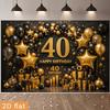 Dwuwymiarowe Tło na 40. Urodziny Czarno-Złote Balony Tło Fotograficzne