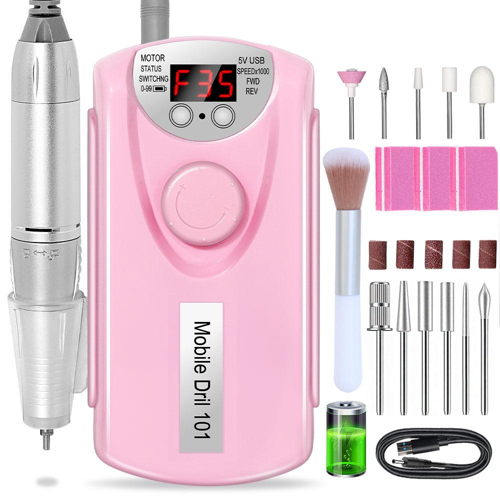 35000RPM Electric Nail Drill Professional Lathe Machine Milling Cutter Low Noise Electric Sander Gel Polishing Nail File Kit