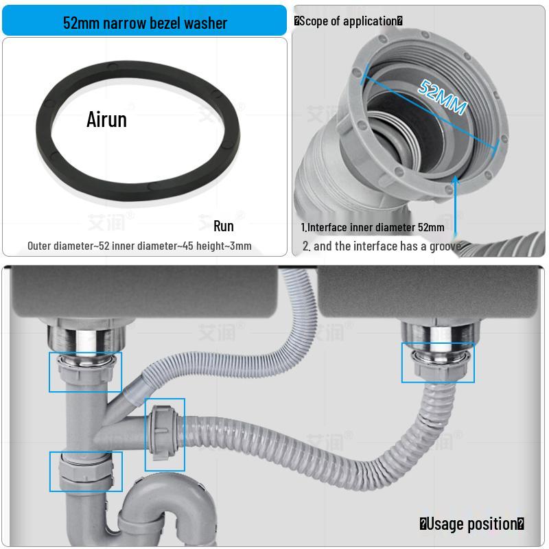 Gumový těsnicí kroužek pro kuchyňský dřez pro těsnění odpadní trubky