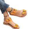 Women's summer flat-soled sandals cover toe three-dimensional butterfly embroidered elastic ankle strap sandals 2025 direct yellow adult