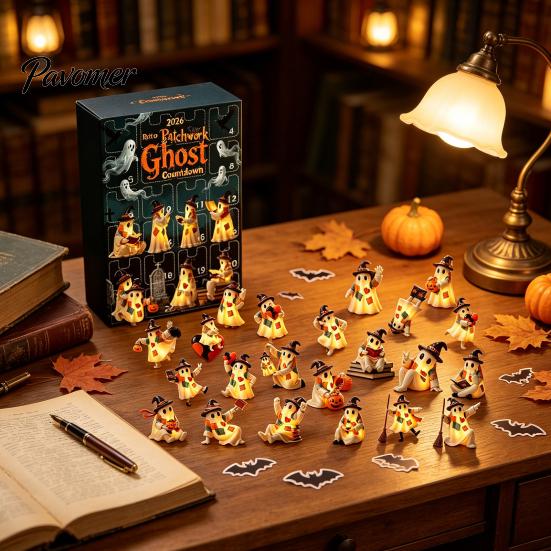 Halloween Trick or Treat Gifts Advent Calendar 2026, 24 Day Countdown Box with Retro Style Ghost Figures Mini Figures, Collectible Toy Set for