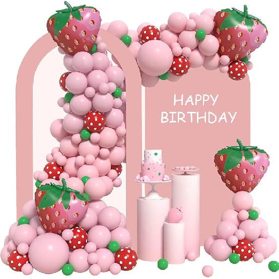 Набор шаров «Клубника» Набор шаров для дня рождения Набор шаров к клубничной годовщине (Набор шаров  Клубника  А) Strawberry balloon set A