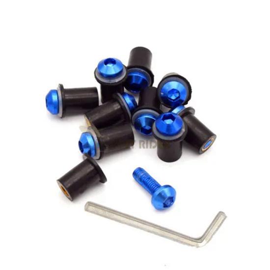 

10 шт. мотоциклетные болты лобового стекла 5 мм, винты, гайки, крепежный комплект для KAWASAKI NINJA 250R/300 ZZR 400 versys 650/1000 синий