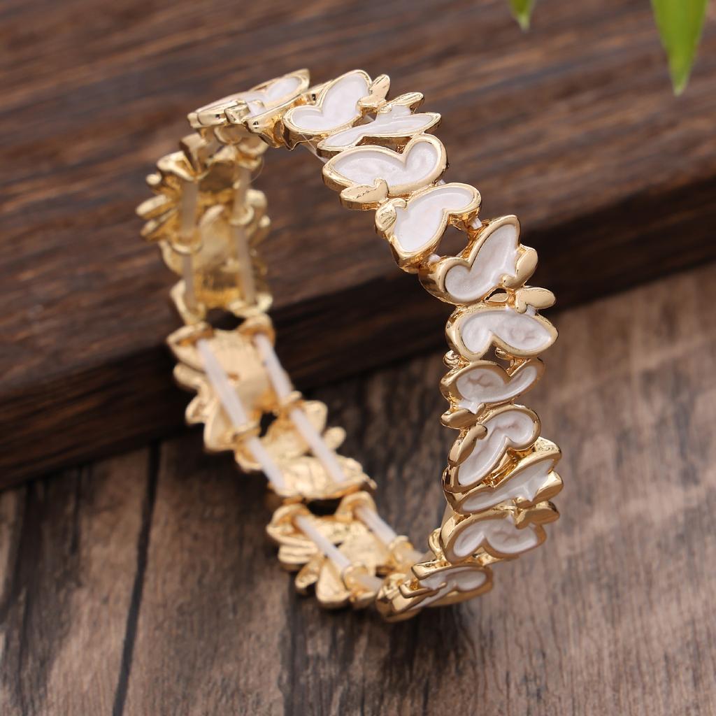 Colorful Paint Oil Butterfly Fluttering Elastic Bracelet. Fresh and Elegant Women's Versatile Butterfly Alloy Necklace.