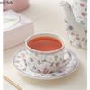 Flower Ceramic Flower Tea Cups Coffee Cup and Dish Set Afternoon Tea Mug Dessert Plate Breakfast Cups Water Cup Teapot Kettle