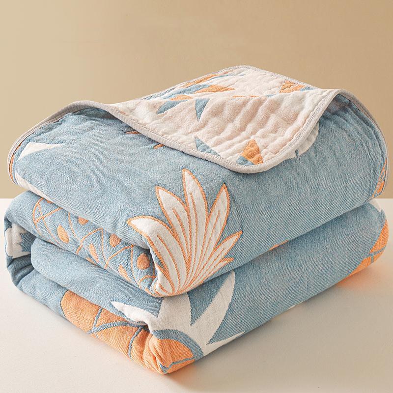 WOSTAR Summer 6 Layer Pure Cotton Muslin Towel Quilt Thin Throw Blanket Cool Bedspread Air-conditioning Cozy Comforter 150x200cm