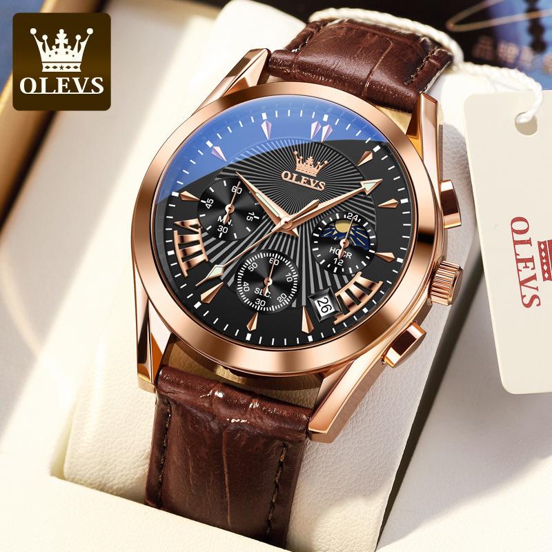 OLEVS Men's Multifunctional Quartz Chronograph Watch with Calendar