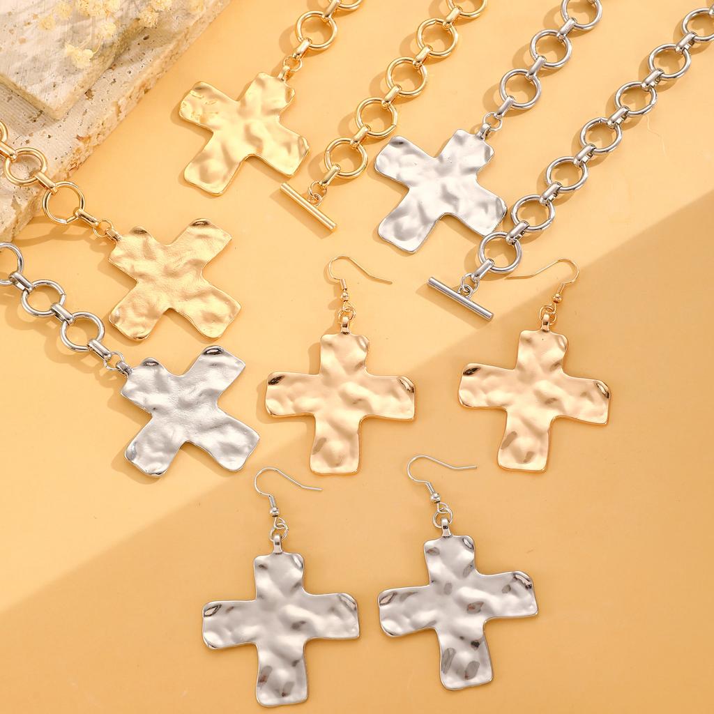 Cross Pendant Punk Jewelry Set Exaggerated Big Y2K for Women Party Jewelry Accessories 1 Set Geometric Circular Chain Jewelry Gifts Handmade