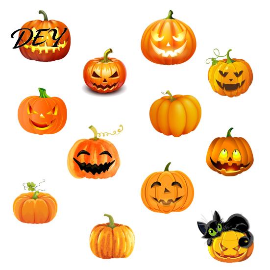 Versatile Fall Seasonal Decorations 3 Sheets Halloween Ghost Face Pumpkin Wall Sticker, Cute Black Cat Autumn Theme Glass Door Stickers Decorative