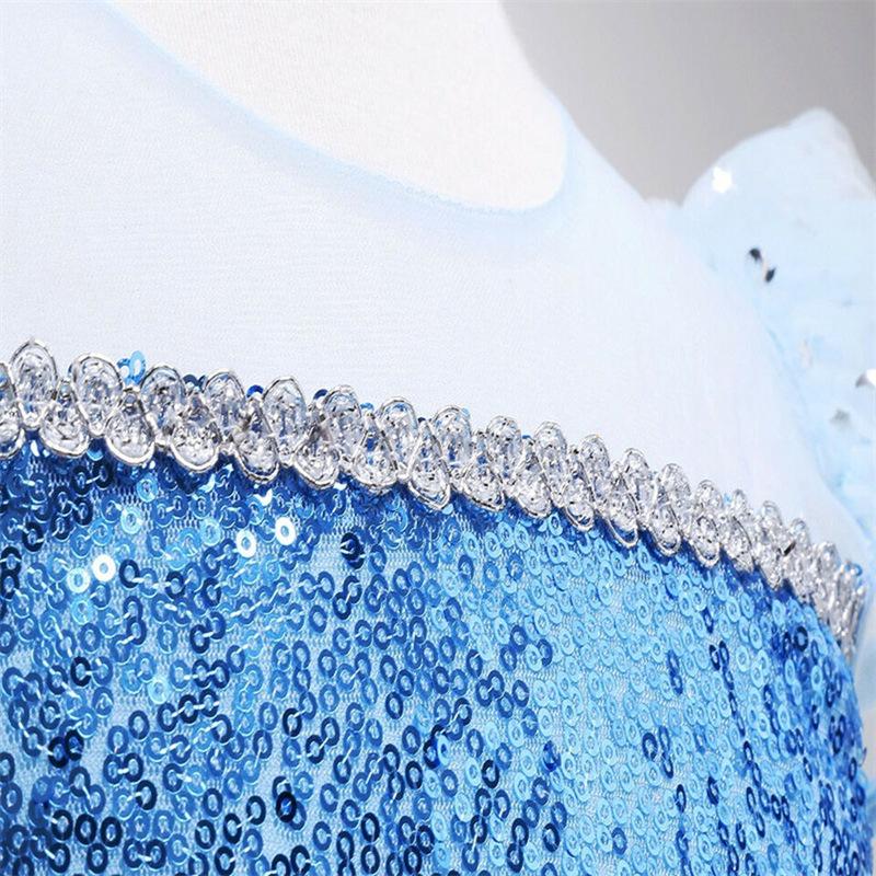 Girls' Frozen Elsa Princess Light-Up Dress with Puff Sleeves and Detachable Floor-Length Veil