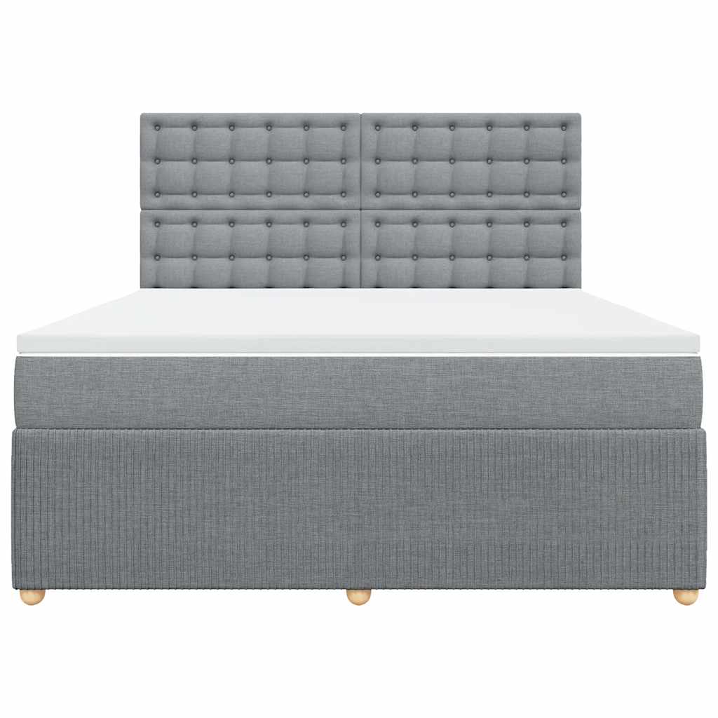 Box Spring Bed with Mattress Light Grey 180 x 200 cm Fabric