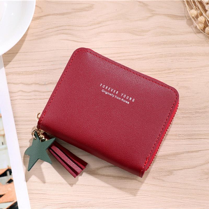 IELGY Модный универсальный простой короткий кошелек на молнии для женщин коричневый — фото 7