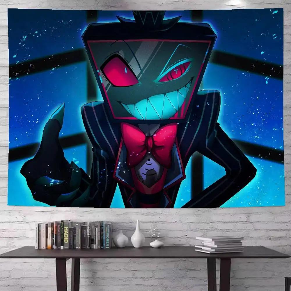 Anime Vox Tapestry H Hazbin H Hotel TV Head Devil Printing Tapestry Teen Boy Room Dormitory Game Room Decoration