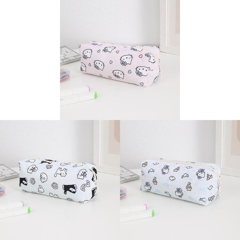 Cartoon Print Pencil Case With Large Capacity For Students And Makeup Storage
