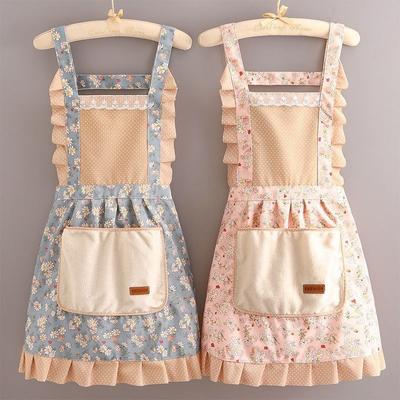 New Kitchen Lace Apron Cooking Women Men Work Apron Floral Home Breathable Aprons Kitchen Pollution Prevention Breathable and Durable Apron