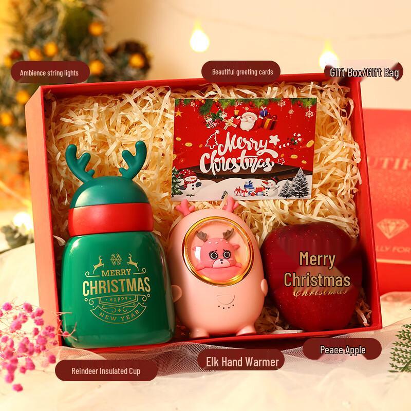 Christmas Gift Set: Green Mug, Deer Warmer & Apple Set-11