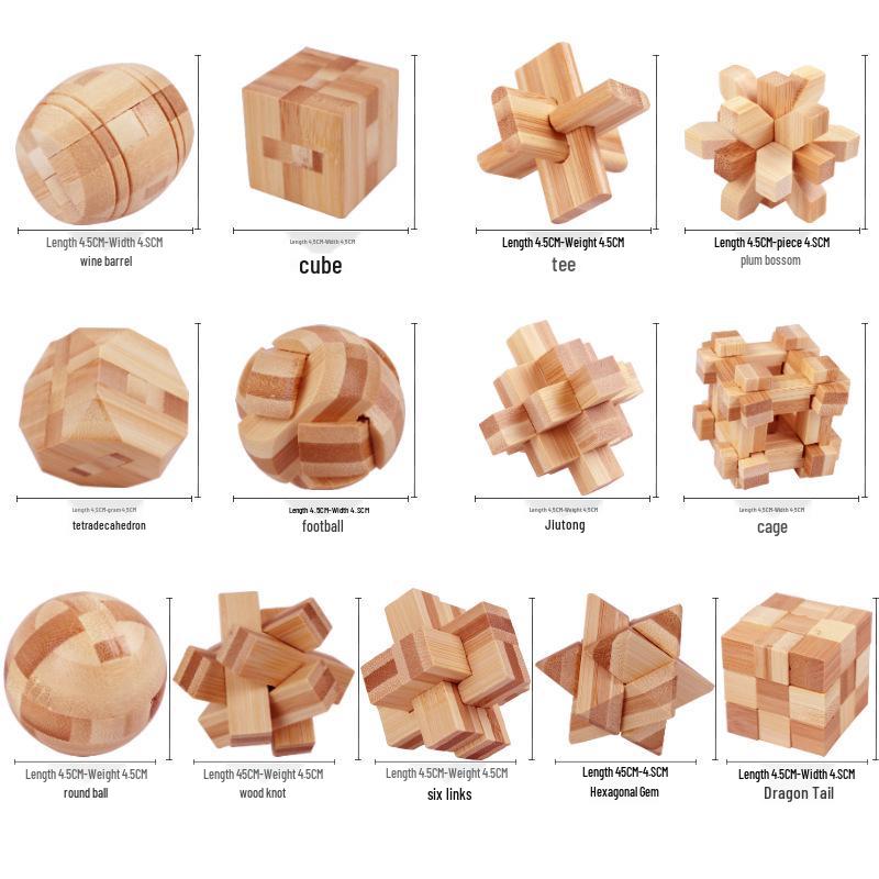 Mini Kongming Bamboo Lock: Compact 4.5 Cm Wooden Puzzle Toy for Intelligence and Dexterity Development.