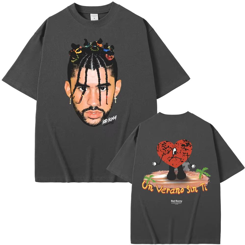 Rapper Bad Bunny Un Verano Sin Ti Album Graphic Print T-shirt Men Women Fashion Hip Hop Oversize Tshirts Male Vintage Streetwear