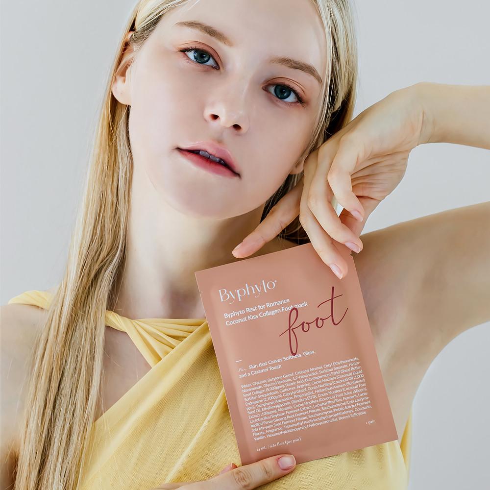 [Byphyto] Rest for Romance Coconut Kiss Collagen Foot Mask (4 sheets, 24ml) Collagen Foot Mask