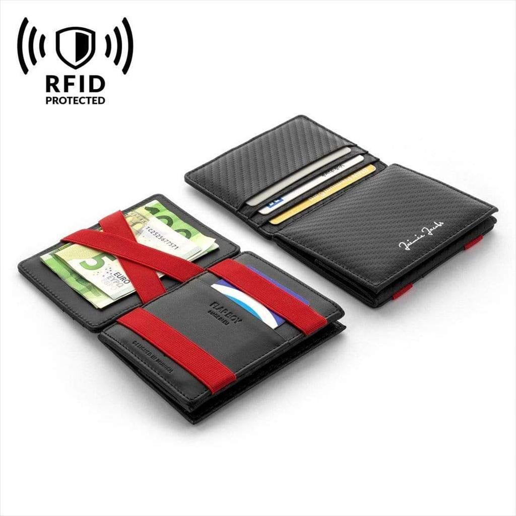 Jaimie Jacobs FLAP BOY Compact Wallet [Official Import] (Exclusive Japan Distribution) (Carbon & Red)