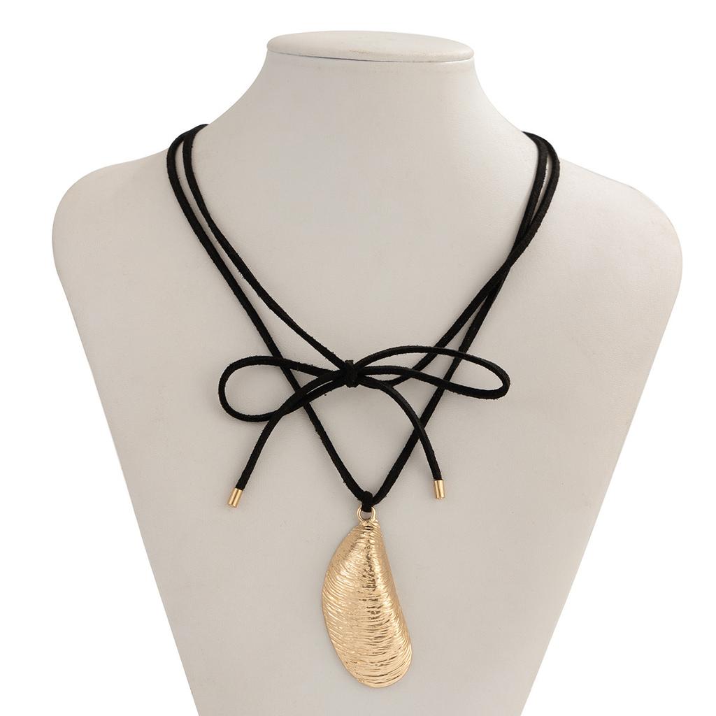 Overdreven Metalen Onregelmatig Gestreept Waterdruppel Hanger Ketting, Zoete Coole Band Choker Ketting