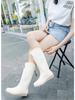 Women's Durable Waterproof Red Rain Boots - High-Top, Non-Slip, Soft-Soled for Outdoor Mountain Climbing