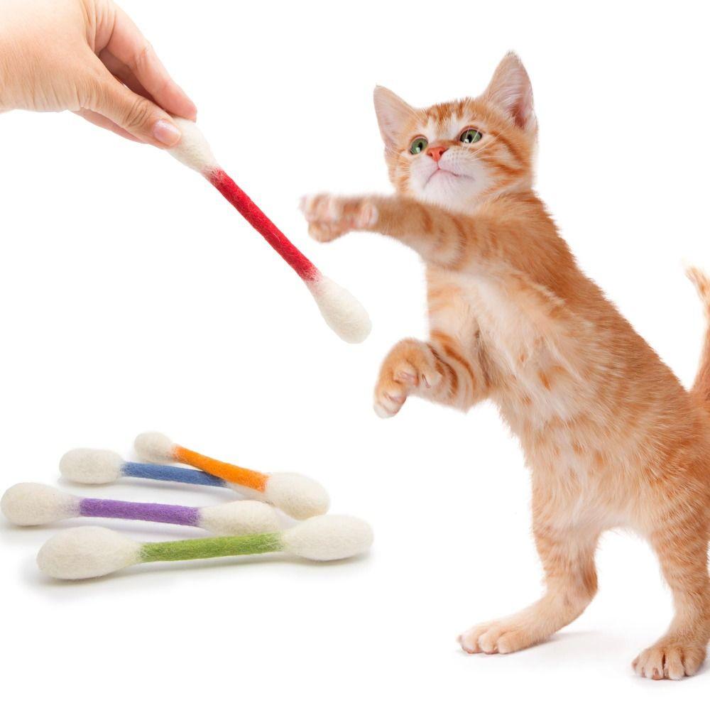 6PCS Felt Cotton Swabs Cat Toys Soft Kitten Toy Creative Interactive Kick Stick Cat Lovers