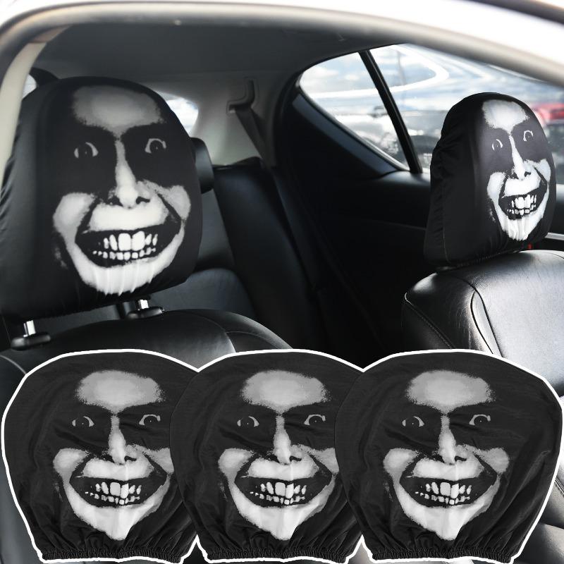 Elastic Skull Car Headrest Cover Halloween Horror Stretch Universal Funny Scary Pillow Case Auto Seat Accessories 2026