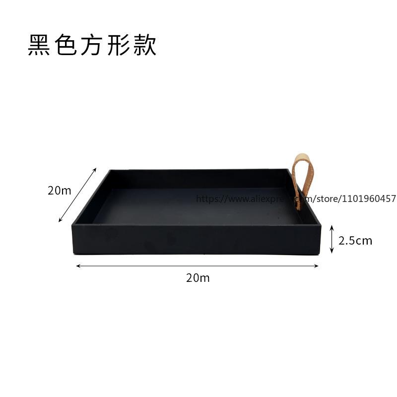Kreatives Quadratisches PU-Ledergriff-Tablett Wohnzimmer Eingang Kosmetik Kleinkram Kleinartikel Desktop-Aufbewahrungstablett
