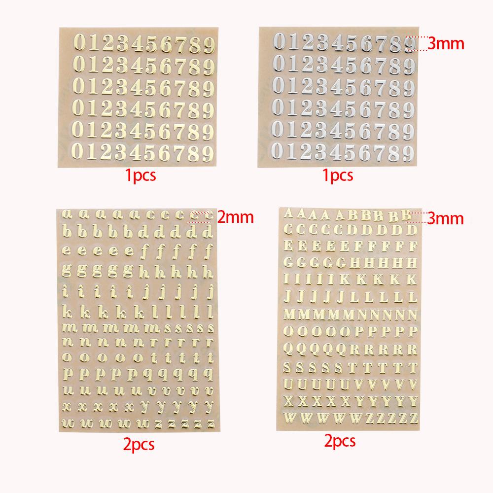 Adesivi Decorativi Lettere Alfabeto Numeri 2-9mm Riempitivo Resina Epossidica Oro Argento Per Stampi in Silicone Fai da Te Riempimenti per Artigianato