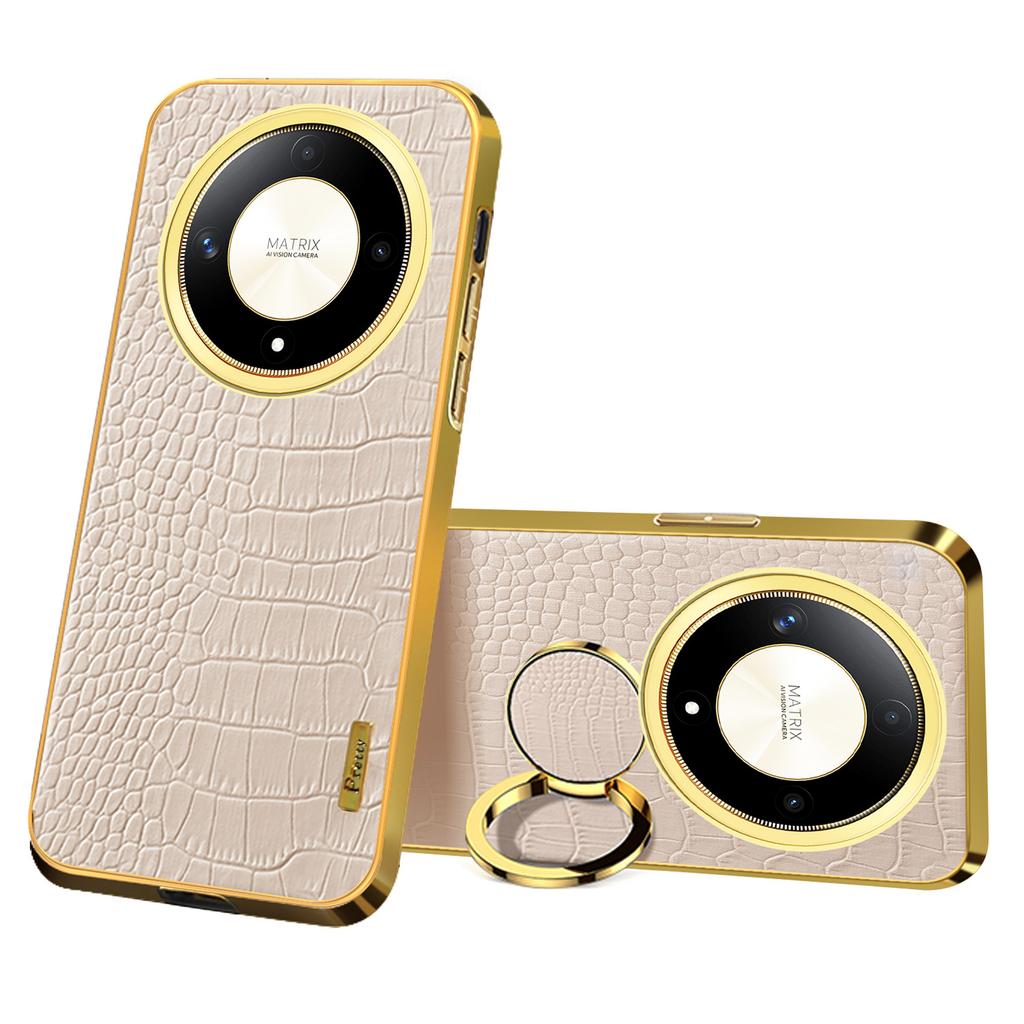 For Honor X9b 5G/Magic6 Lite 5G Cell Phone Case 6D Electroplating Finger Ring Kickstand Back Cover