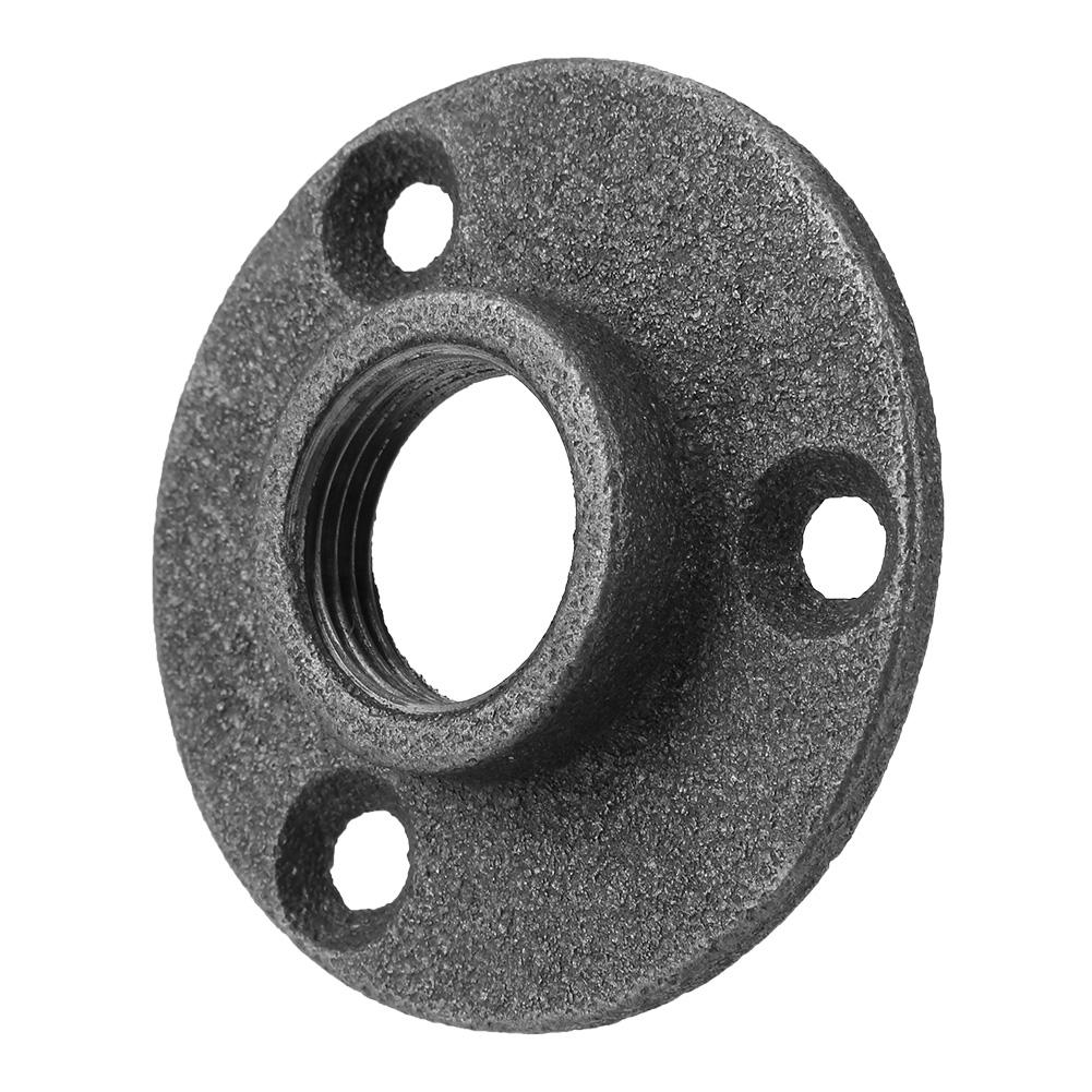 10 Piezas Brida de Piso de Hierro Maleable Negra   Accesorio Roscado Tubería Brida de Pared Antigua(DN15,1Celsius2 )