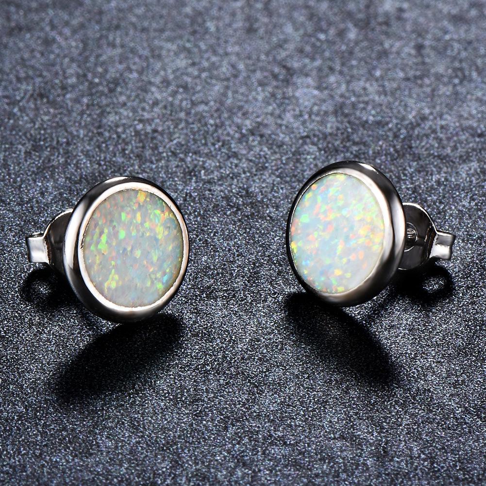 Hot Sale White Opal Stud Earrings Round Earrings Simple Personality Jewelry Versatile