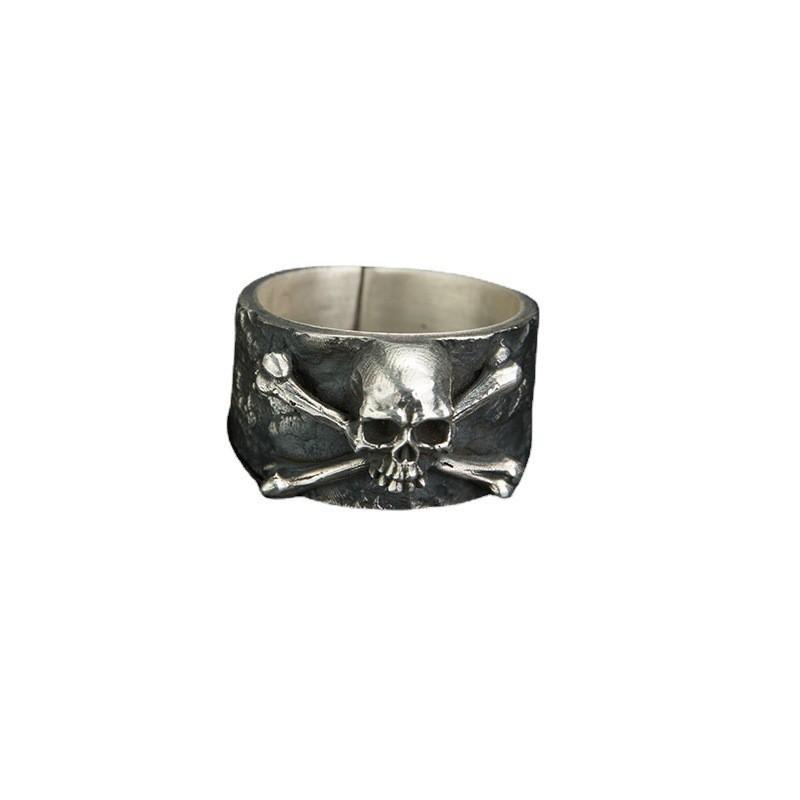Adjustable Skull Ring Men Women Vintage Punk Rock Open Finger Plated Geometric Statement Jewelry