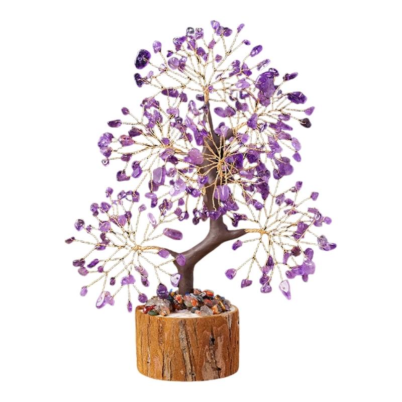 Fengshui Crystal Tree Figurine Bonsais Ornament for Attracting Wealth Good Luck Spiritual Gift Home and Office Decors
