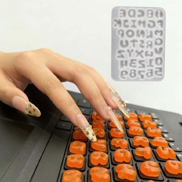 Moldes de Silicona con Letras y Números para Teclado Para Fundición de Resina Encanto de Resina Hecho a Mano Accesorios de Decoración para Teclado