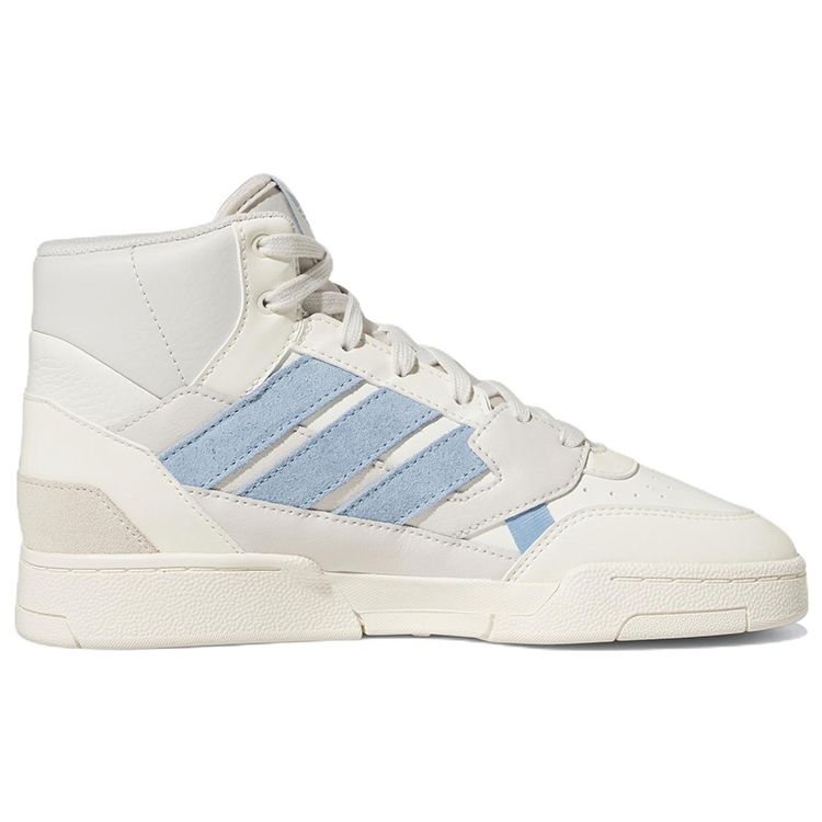 Adidas Originals Drop Step Se Leather Comfortable Trendy Slip Resistant Durable Lightweight High Top Skate Shoes Women Sneakers White Gray Blue FZ5717