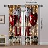2pc,  Window Curtains Valentine's Day Truck Background Romantic Love Balloons Versatile Fabric,Without Electricity Festive