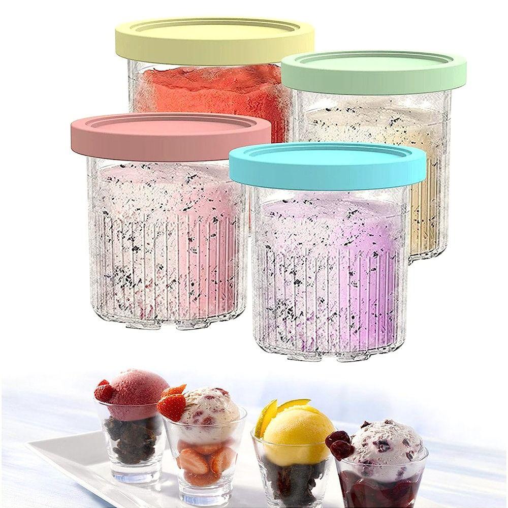 

4 шт. Пластиковые стаканчики для мороженого, банки для хранения, можно мыть в посудомоечной машине, кухня 4pcs