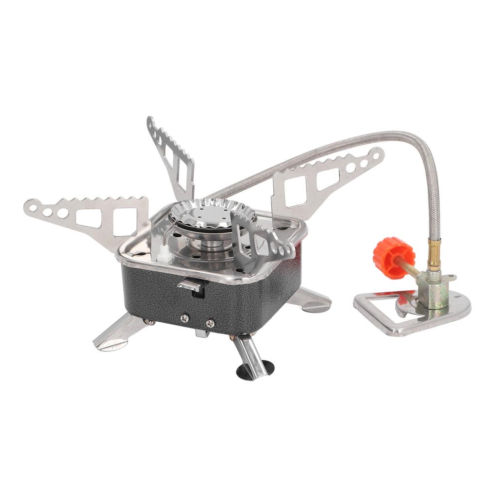Camping Stove Folding Stable Support Wind Resistant High Efficiency Portable Gas Stove for Outdoor Hiking Black