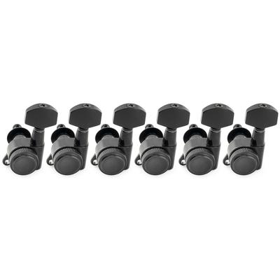 Musiclily Pro Locking Tuning Pegs with Gear Hex and Screws for and Electric Black Left-Handed 6-Piece 181 Ratio, Buttons, 45-Degree Strat,